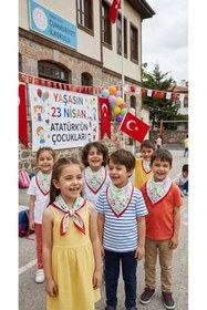 Resim tuaipek 10'lu Paket 23 NİSAN ÇOCUK BAYRAMI TEMALI Bandana/Fular 