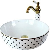 Resim Lena Bw-175 Puantıye Beyaz Siyah Çanak Lavabo 