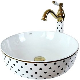 Resim Lena Bw-175 Puantıye Beyaz Siyah Çanak Lavabo 