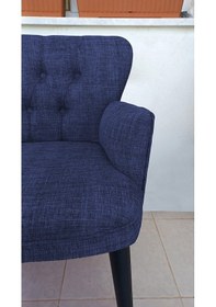 Resim Azra Mobilya Çay Seti Koltuk Takımı - Keten Kumaş-ahsap - Ofis Koltuğu-balkon Koltuğu - Mavi Mavi 