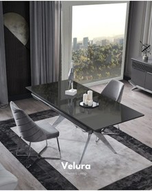 Resim Asya Premium Yemek Odası Takımı Yemek Masası + 4 Adet Sandalye Gri 