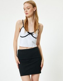 Resim Koton Mini Etek A Kesim Beli Katlı Slim Fit Siyah 4sal70097ık Siyah 