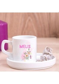Resim Kişiye Özel İsimli Türk Kahve Fincanı Ve Altı 