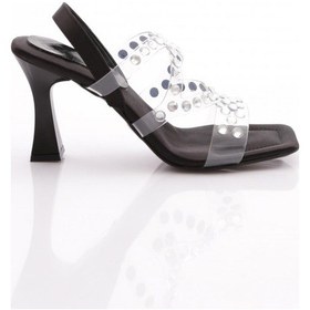 Resim Dgn 108 Kadın Arkadan Bağlamali Topuklu Abiye Ayakkabi Siyah Saten 