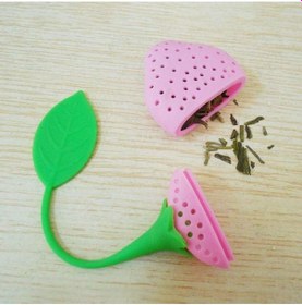 Resim Çay Süzgeci Silikon Çilek Şekilli Bitki Çayı Demleme Aparatı Mor 