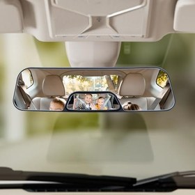 Resim Geniş iç ayna, bebek izleme iç aynası, şeffaf, kavisli ayna, güvenlik aksesuarı, çok yönlü, SUV kamyon için 