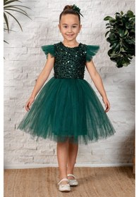 Resim Mnk Baby & Kids Tüllü Kız Çocuk Kpl Elbise Mnk0526 Yeşil 