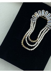Resim Kyver Su Yolu Sallantılı Zirkon Taşlı Broş 