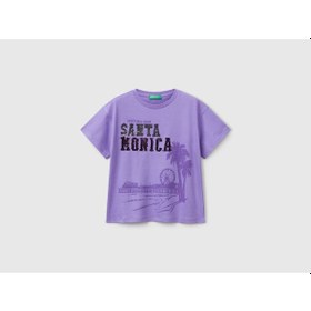 Resim United Colors Of Benetton Benetton Kız Çocuk Önü Payet İşlemeli Baskılı T-shirt Mor 