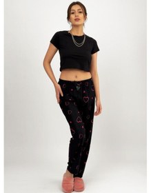 Resim Kadın Kadife Pijama Altı Eşofman Pamuklu Fuşya 