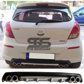 Resim Hyundai İ20 Difüzör Arka Tampon Eki 4 Egzoz Çıkışlı Gri Lüx Tip 