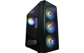 Resim Vento VG10F Mid Tower, 500W Siyah, Temperli Cam, Rgb, Atx Gamıng Kasa 