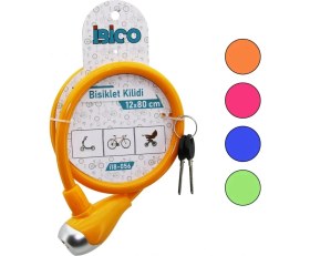 Resim MiraLive Anahtarlı Metal Uçlu Plastik Kafa Bisiklet Kilit Çelik Tel Renkli Kılıf 12MMX80CM (4887) 