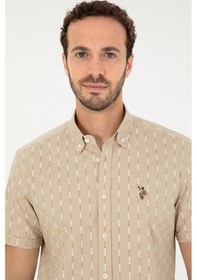 Resim U.s. Polo Assn. Erkek Açık Haki Gömlek Kısa Kollu 50283801-vr183 Açık Haki 