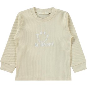 Resim Minidamla Gülen Yüz Baskılı 1-6 Yaş Pijama Takımı - Bej - Bej / 4-5 Yaş 