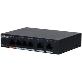 Resim Dahua Pfs3006-4gt-60-v2, 4 Port, Gigabit, Poe 60w, 2 Port Uplink, Yönetilemez, Masaüstü Switch 