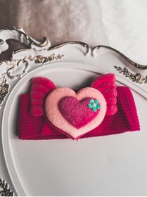 Resim Femine Çocuk Bebek Kalp Figürlü Bandana - Saç Bandı - Saç Bandana 