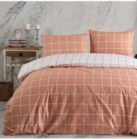 Resim %100 Pamuklu Tek Kişilik Nevresim Takımı 160x220 2 Yastık Kılıflı Lastikli Çarşaflı 120x200+30 Somon 