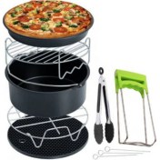 Resim Lyle 7 Parça 7 Inç (18cm) Yui / Xiaomi / Philips / Kumtel Uyumlu Air Fryer Aksesuarları Set - Siyah (Yurt Dışından) 