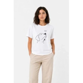 Resim Beruflic Köpek Figürlü Minimal Baskılı Tişört Kısa Kol Yazlık Tshirt 
