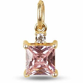 Resim Gümüş Ekim Ayı Doğum Taşı Kolye Ucu /Pembe 