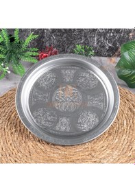 Resim 20 Cm Servis Sunum Tepsisi 430 Kalite Krom Çelik Fırına Uygun, Kararma Yapmaz, Meze Kebap Kahve Sunumluk Gri 