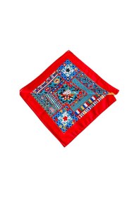 Resim Saten Bandana Saten Fular Saten Çanta Aksesuarı Özel Desen Bandana 45x50 Cm Beyaz - Siyah 