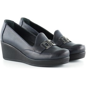 Resim Erkan Saçmacı Dafne Lacivert Hakiki Deri Dolgu Topuklu Günlük Ayakkabı Lacivert 