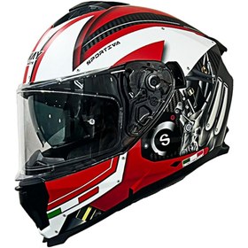 Resim Sway Kapalı Kask Sw 865 Engine Beyaz Kırmızı 
