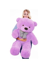 Resim Sole 130 Cm Papyonlu Sevimli Peluş Ayı - Sevgiliye Özel Hediye Lila 