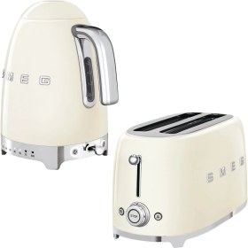 Resim Smeg Krem Isı Ayarlı Kettle ve 2x4 Ekmek Kızartma Makinesi Seti 