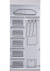 Resim Gardırop, Vira 2 Kapaklı Dolap Ve Ledli Kitaplık - Pembe 