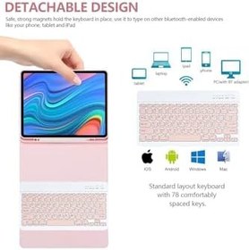 Resim m.tk moveteck iPad Air 13 inç M2 Çip 2024 ile Uyumlu Bluetooth Klavyeli Kılıf, Pembe 