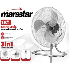 Resim Genel Markalar Ms-18 Asil 18'' Sanayi Tipi Vantilatör 90w Güçlü Motor, 3in1 Ayaklı Duvar Yer Tipi Kullanım 