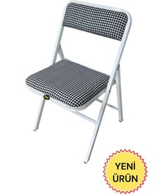 Resim Hey Katlanır Kamp Sandalyesi Piknik Sandalyesi Kazayağı Beyaz Beyaz - Siyah 