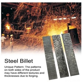 Resim Xiyyadms "şimşek Desenli El Yapımı Bıçak İçin Damascus Çelik Levha - 160x30x3mm" 