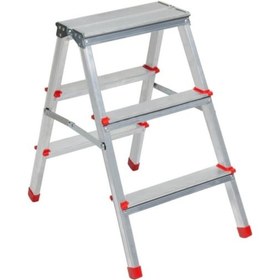 Resim Elmas Serisi - 3+3 Alüminyum Çift Çıkışlı Merdiven - 3 Basamaklı Ev, Bahçe Ve İş Yeri Kullanımına Uygun 