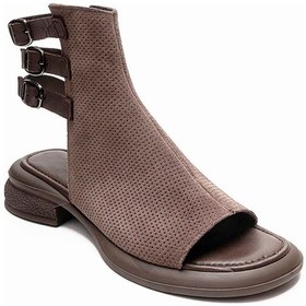 Resim Luvishoes Carına Vizon Süet Hakiki Deri Yandan Fermuarlı Kadın Sandalet Vizon 