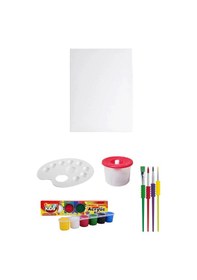 Resim 6x15 Ml Akrilik Boya Seti Tuval Seti 25x35 Su Kabı Resim Paleti Çocuklar Için Boyama Seti Çok Renkli 