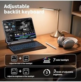 Resim Yesido iPad 10. Nesil/11. Nesil ile Uyumlu Touchpad Işıklı Klavyeli Kılıf, Siyah 
