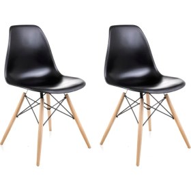 Resim Dorcia Home Siyah Eames Sandalye 2 Adet Cafe Balkon Mutfak Sandalyesi 