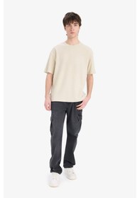 Resim DeFacto Boxy Fit Bisiklet Yaka Kısa Kollu Kısa Kollu Tişört D5482AX25SPBG791 