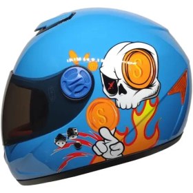 Resim Skull Mavi Çocuk Kaskı Pro Helmets Sy118 Full Face Çocuk Kaskı 48cm Skull Mavi 