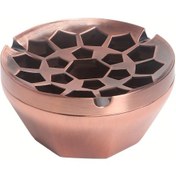 Resim Xuweiwei Red Bronze Klasik Yuvarlak Rüzgearlı Metal Masaüstü Puro Küllüğü 