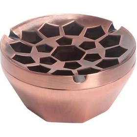 Resim Xuweiwei Red Bronze Klasik Yuvarlak Rüzgearlı Metal Masaüstü Puro Küllüğü 