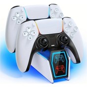 Resim Wangxi Playstation 5 Skin Edge Uyumlu Beyaz Ps5 Kontrol Cihazı Şarj İstasyonu Şarj Kablosu Led Göstergeli Dock Standı 