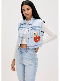 Resim Bad Bear Joanne Ocean Blue Kadın Denim Yelek Açık Mavi 