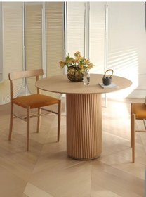 Resim Breeze Yuvarlak Ahşap Bohem Masa 100x100 Naturel 