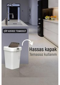 Resim Çöp Kovası Aç-kapa Banyo Çöp Kutusu Mutfak Çöp Kovası Beyaz 18 Litre Beyaz 
