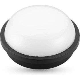 Resim 20W Yuvarlak Siyah LED Nemli Yer Armatürü – IP65 Su ve Toz Geçirmez, 6500K Beyaz Işık, 2000 Lümen, 22,2 cm x 7,6 Cm, Iç ve Dış Mekan Banyo Bahçe Balkon Tavan Duvar Aydınlatma Lambası 